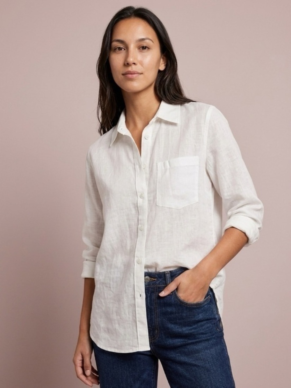 Banana Republic White Cotton Button Down Shirt NWT Size L